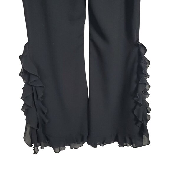 Cache Size 8 Pants Chiffon Rumba Ruffle Flare Slit Legs Layers Flowy Dance Party - Picture 8 of 10